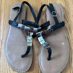 BCBGeneration Black Sandals with Silver Details